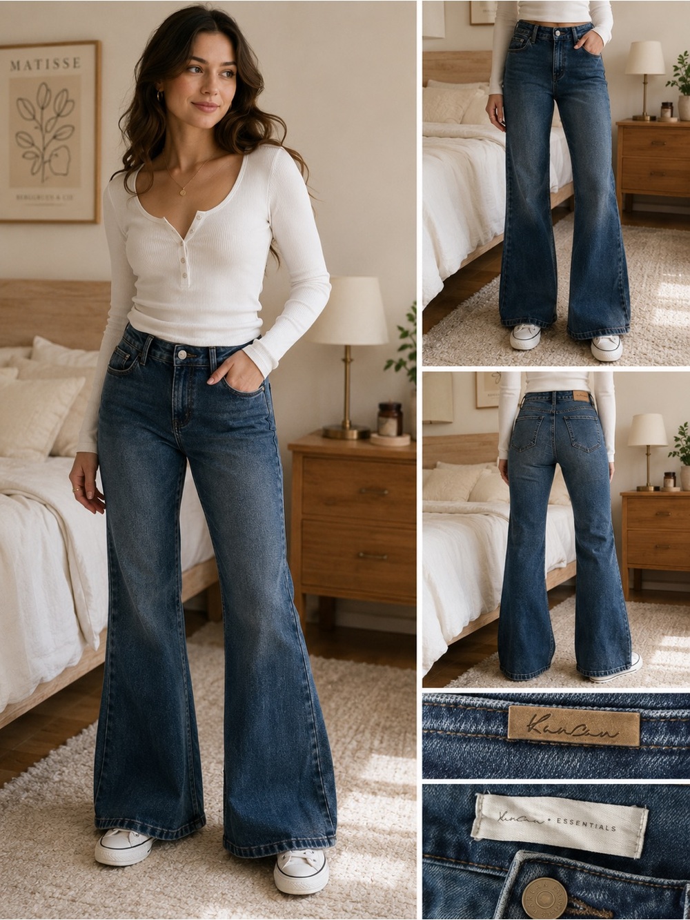 KanCan Essentials Dark Wash Flare Jeans Size 11/29 Boho Y2K Bell Bottom